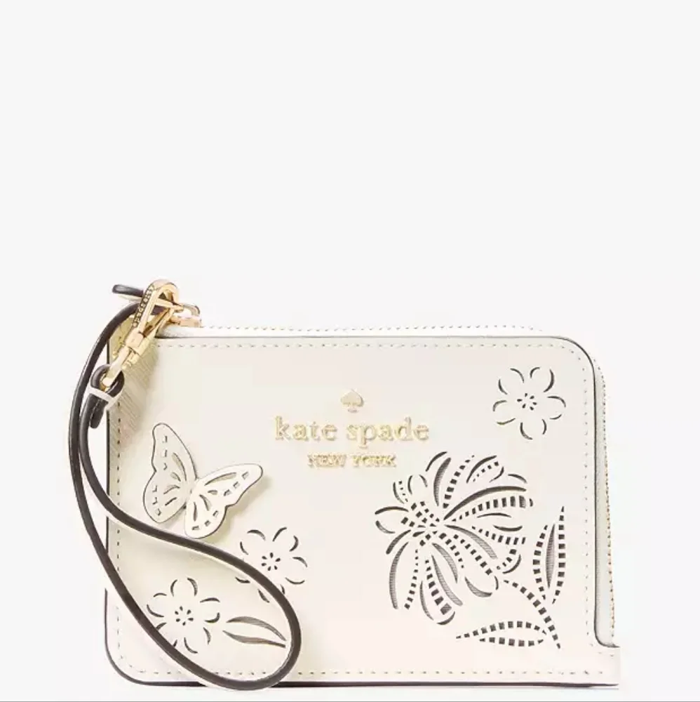 Kate Spade Butterfly Madison Perforated Floral Wristlet NWT Boxed